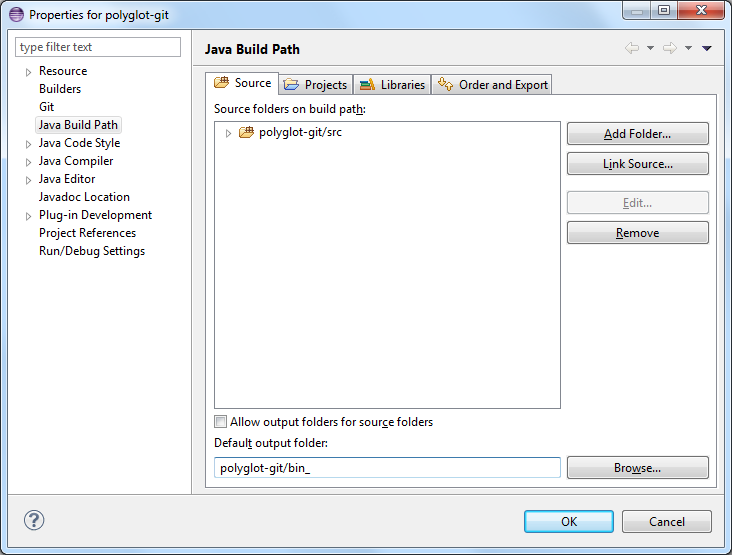 Change output folder